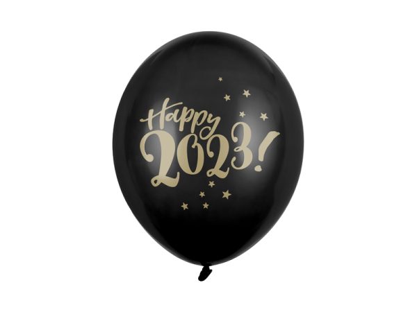 Balloons 30cm, Happy 2023!, Pastel Black (1 pkt / 50 pc.)