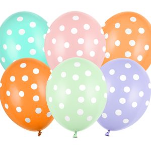 Balloons 30 cm, Dots, mix (1 pkt / 6 pc.)
