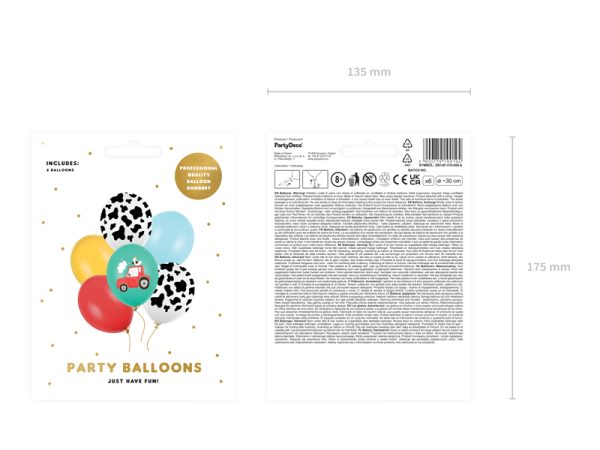 Balloons 30 cm, Farm, mix (1 pkt / 6 pc.)
