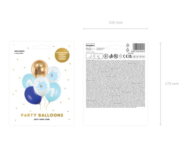 Balloons 30 cm, One year, Pastel Light Blue (1 pkt / 50 pc.)