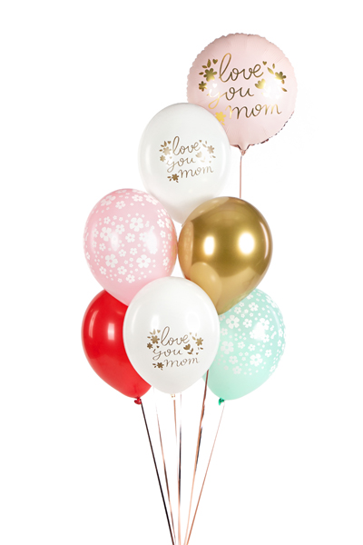 Balloons 30 cm, Love you mom, mix (1 pkt / 6 pc.)