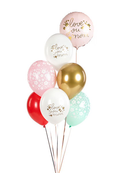 Balloons 30 cm, Love you mom, mix (1 pkt / 50 pc.)