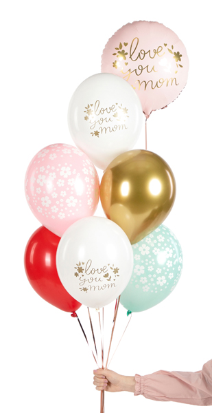 Balloons 30 cm, Love you mom, mix (1 pkt / 50 pc.)
