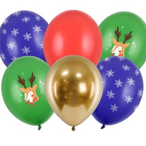 Balloons 30 cm Merry Christmas, mix (1 pkt / 6 pc.)