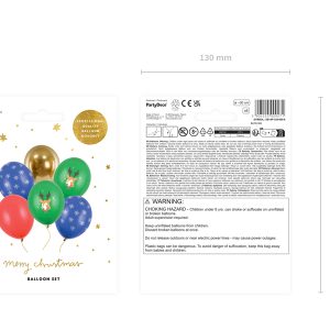 Balloons 30 cm Merry Christmas, mix (1 pkt / 6 pc.)